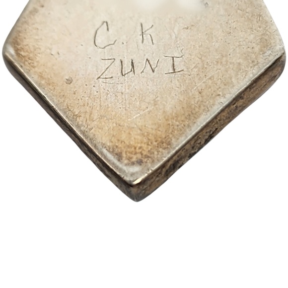 Native American CK Zuni Sterling Silver Multi Stone Inlay Pendant #16149 - Picture 5 of 6